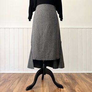 Isupernini Gray Wool High Low Asymmetric Skirt Size M